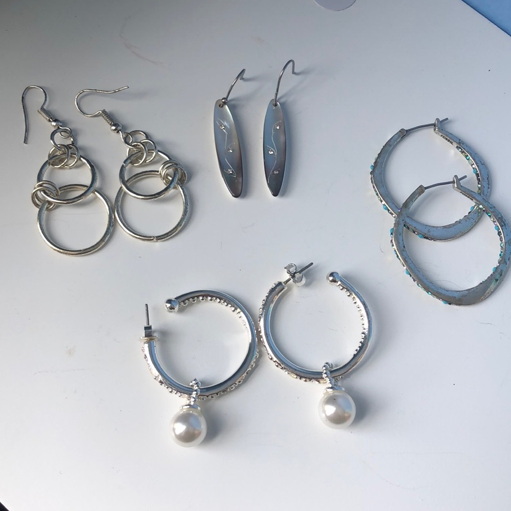 💎4 Pr silver earring variety bundle💎
